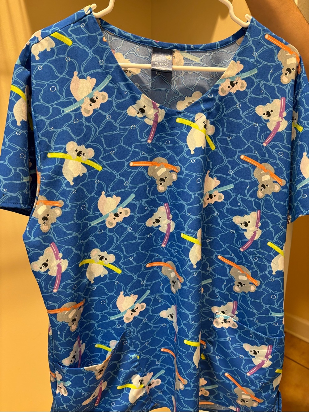 Scrub Top with Koala Snorkel Print